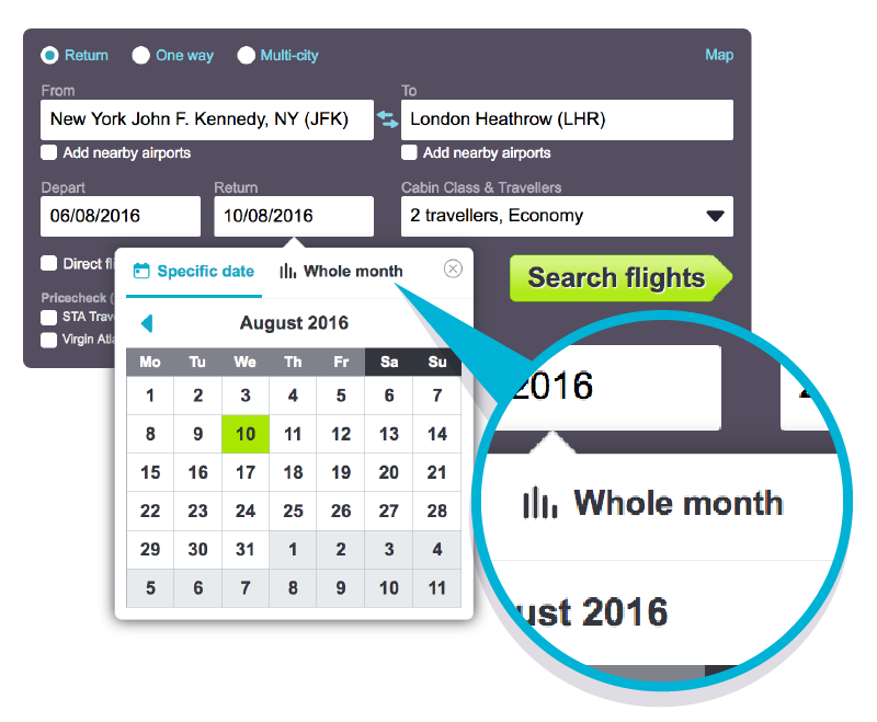 How the Skyscanner Whole Month Search Works Skyscanner Canada